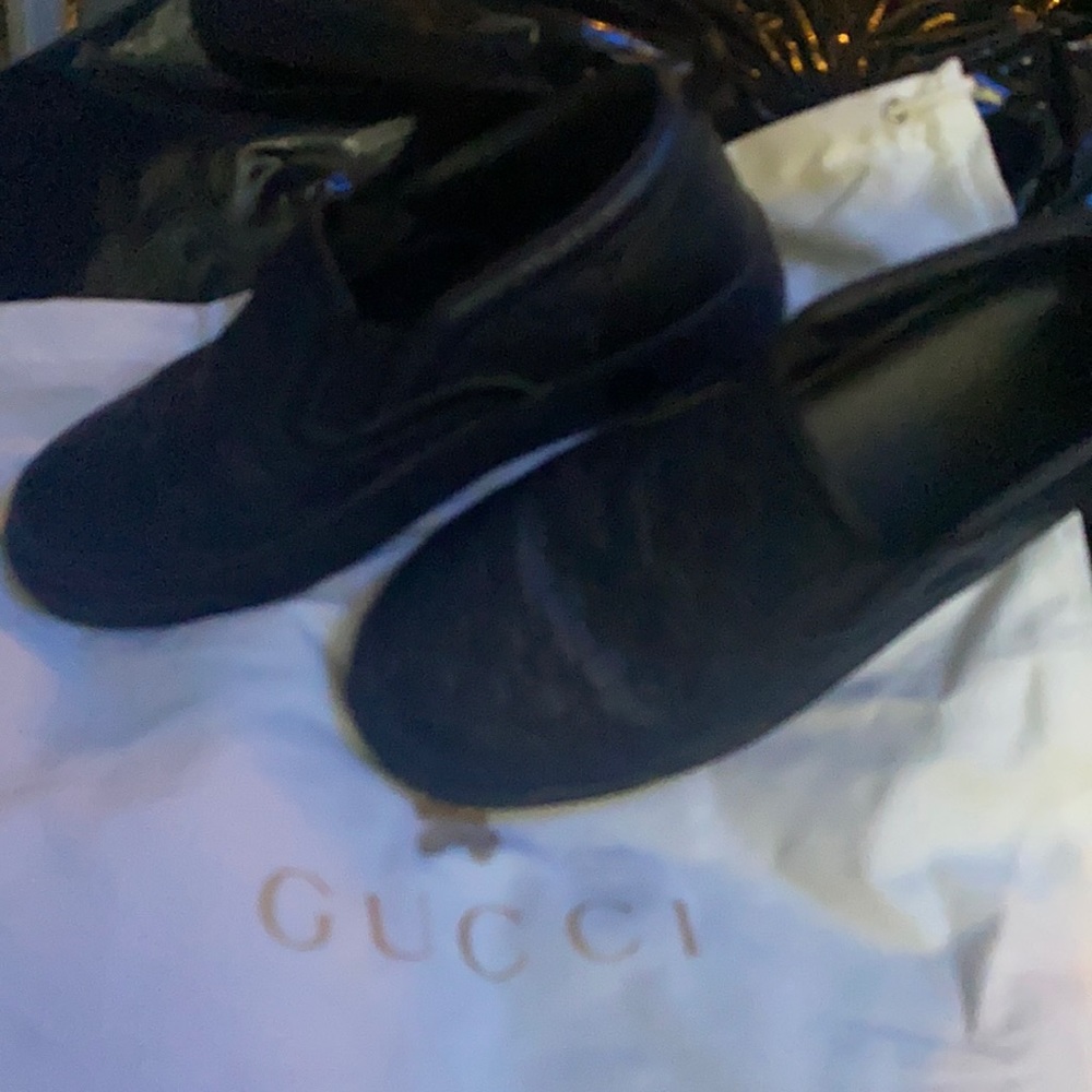 Navy Gucci deck shoe